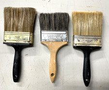 3- Vintage China Bristle 4 Inch  Paint Brushes / Pre-Owned