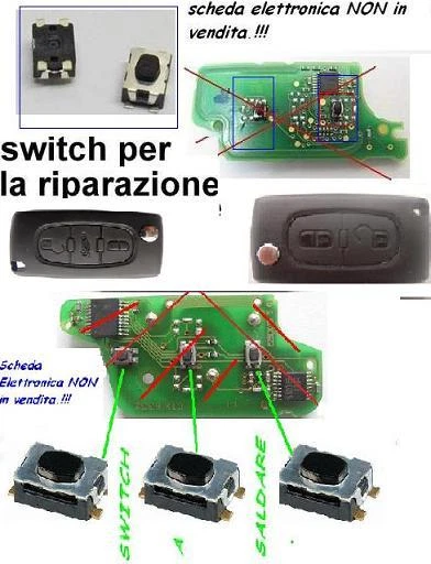2X MICRO SWITCH PULSANTE X COVER CHIAVE CITROEN C3 C4 PICASSO A SCATTO 2/3TASTI