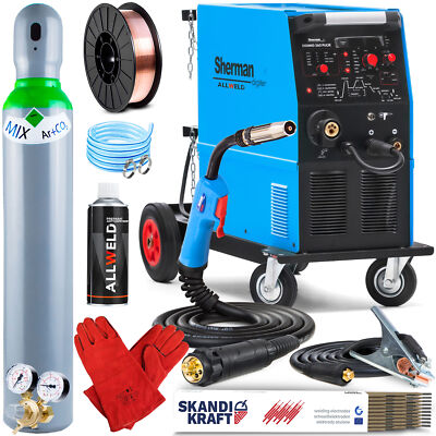 3in1 MIG MAG Schweißgerät Schutzgas Puls Set Gas 400V 360A - 4 Rollen, Synergie