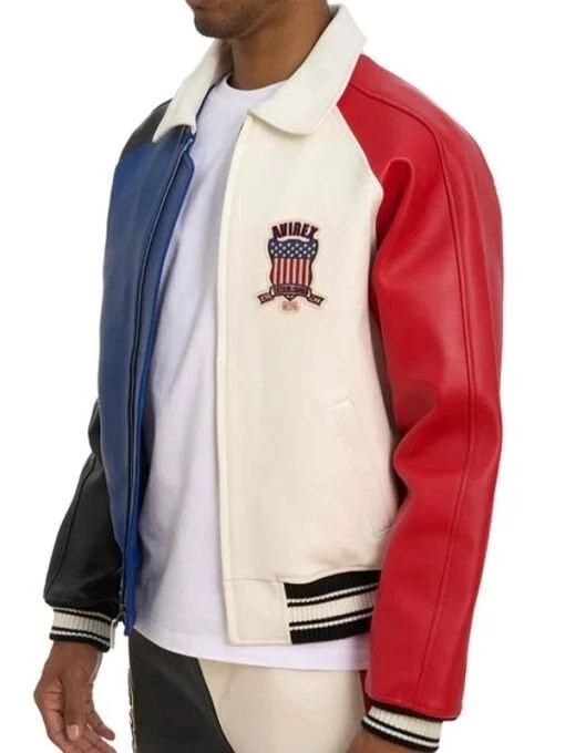 Men Avirex Multi Color Real Bomber American Flight Jacket Faux Leather Jacket - Image 2 of 4