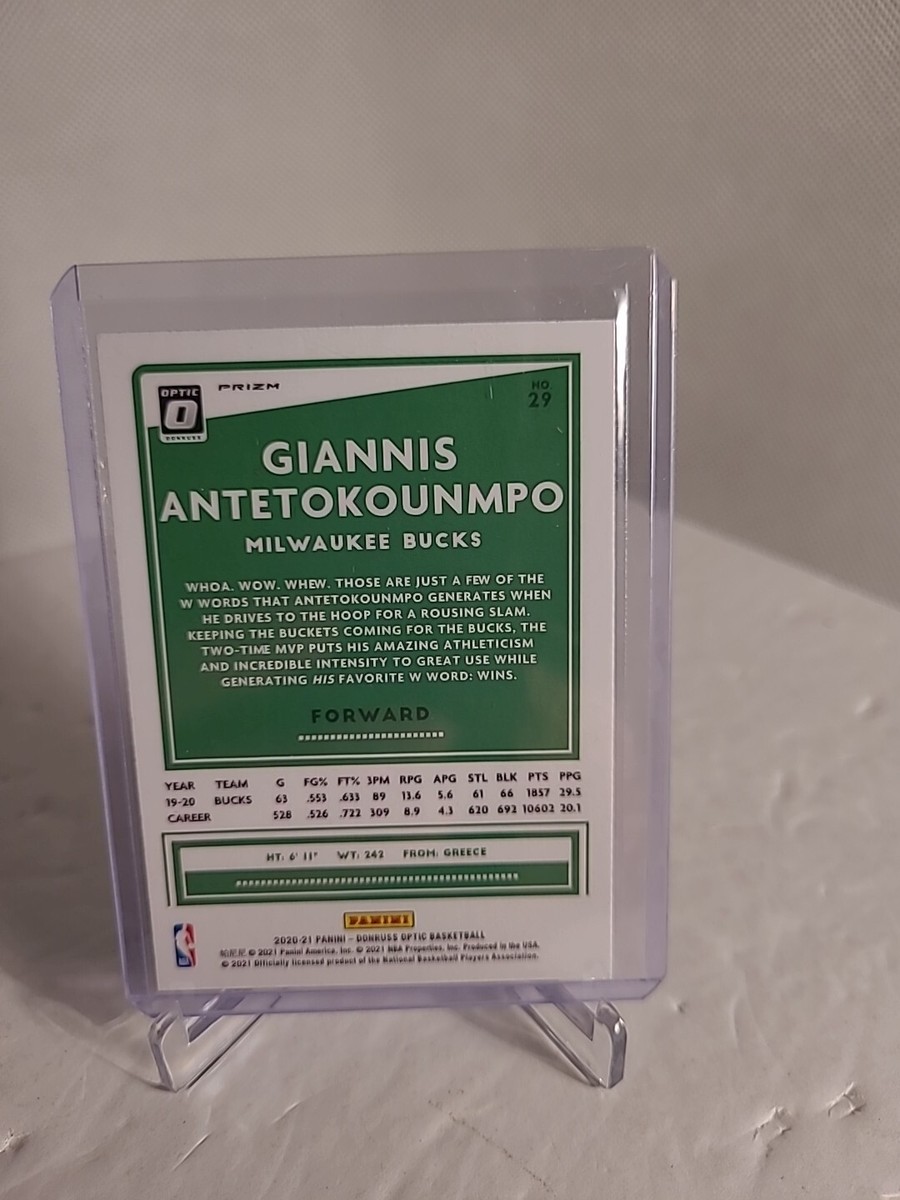 Giannis Anteokounmpo 2020-21 Optic Fanatics Silver Wave Holo Prizm