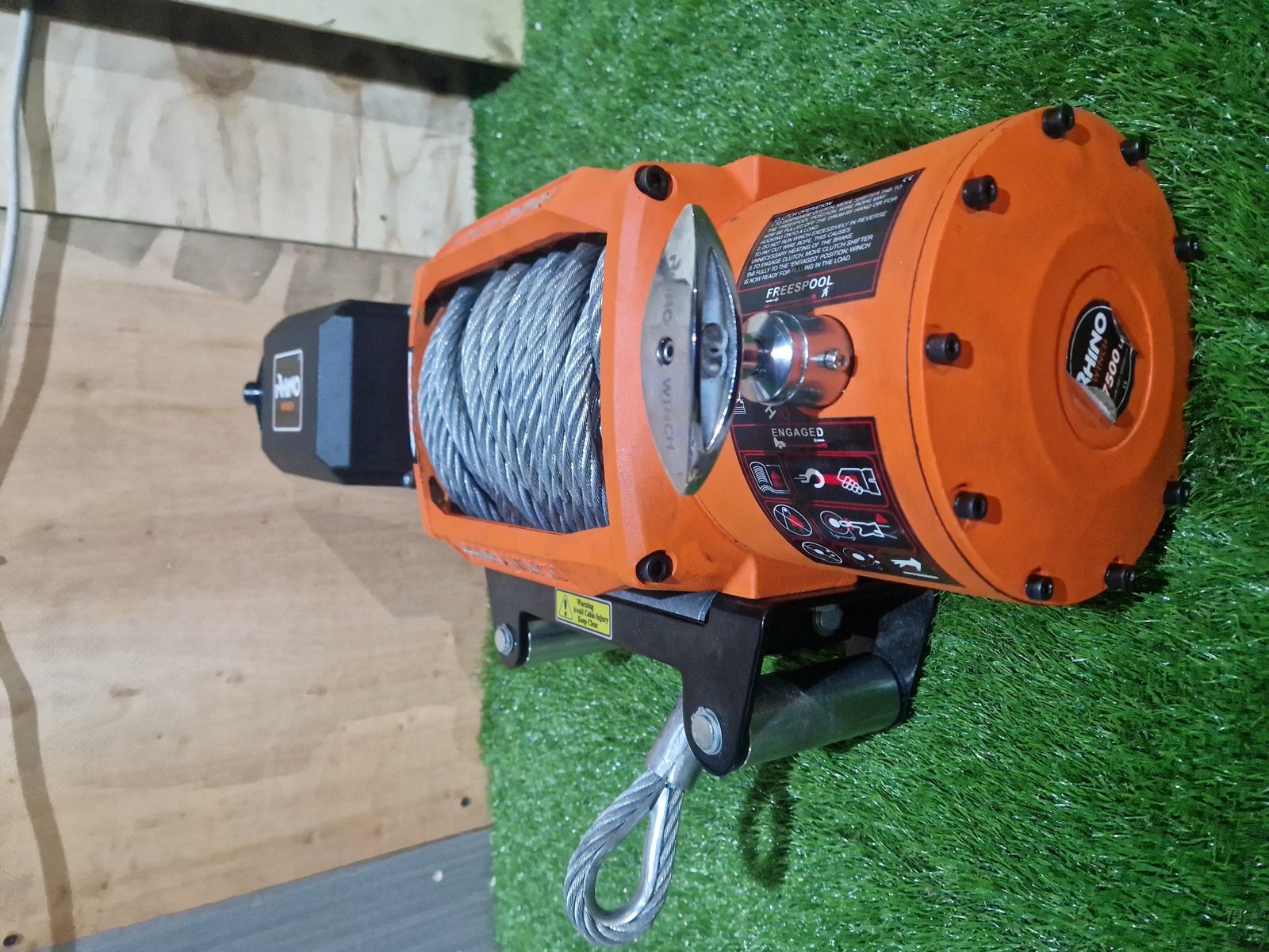 Rhino Electric Winch 12v 17500lbs Steel Cable Heavy Duty Fairlead