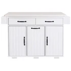Kitchen Island with Trash Can Storage Cabinet Drop Leaf Spice Rack&Drawer&Wheels