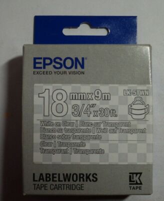 Epson Tape Cartridge Labelworks 18mmx9m white on clear LK-5TWN C53S655009  OVP