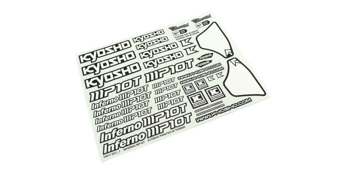 KYOSHO INFERNO MP10T, NEW GENUINE, DECAL SHEET, NIP, WHITE, ISD102