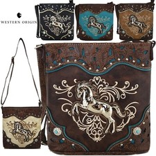 Western Style Cowgirl Horse Cross Body Handbag Women Purse Single Shoulder Bag