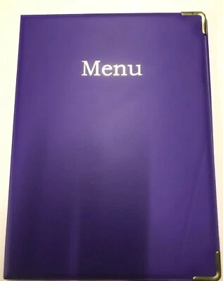 SPIRITUALGATEWAY Menge 10 (zehn) A4 Menü Halter/Abdeckung/Ordner in Lila PVC + ECKEN mit 4 A4 Taschen