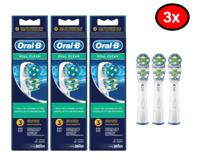 3 pairs of 3 countOral-B Dual Clean Electric Toothbrush Replacement Brush Heads,