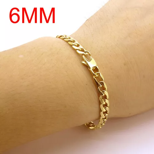 Cuban Link Chain Curb 18K Gold Plated Bracelet 8.5