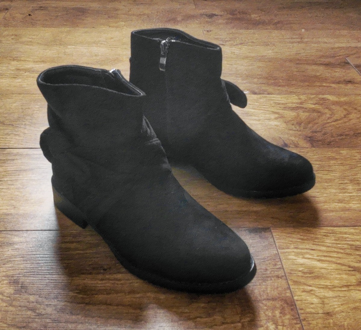 Bello Star Ladies Velvet Black Zip Up Ankle Boots UK UK