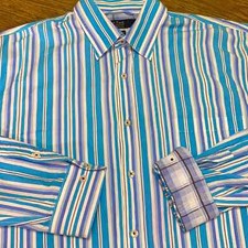 Nat Nast Luxury Originals American Fit XL Striped Purple and Blue Dress Shirt XL