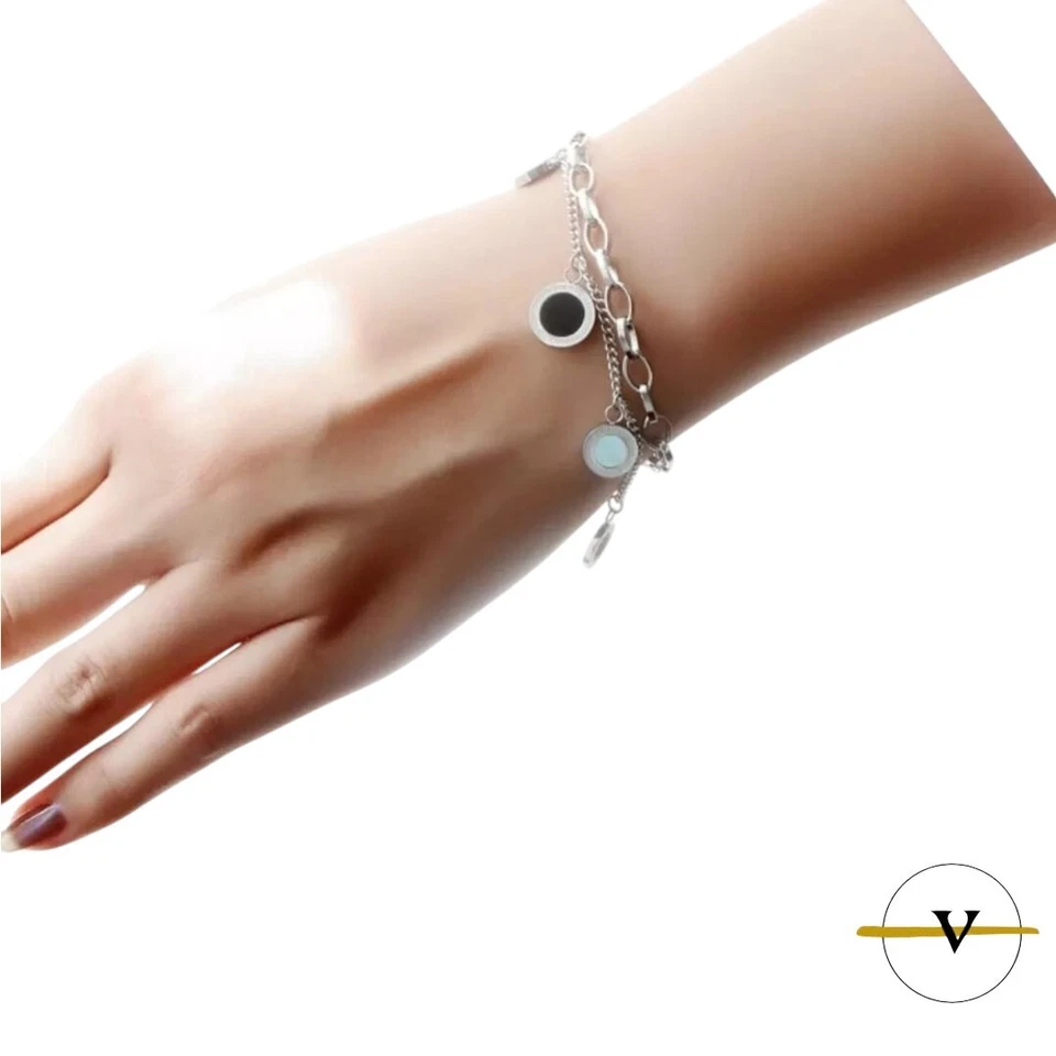 BRACCIALE DONNA COLORE ARGENTO ACCIAIO INOSSIDABILE NUMERI ROMANI - Immagine 3 di 3