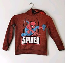 SPIDERMAN MARVEL'S Boy's Hooded Sweatshirts Red Long Sleeve Size 5