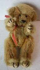 Teddy Bear Figurine Mohair Miniature Glass Eyes Shaved Nose Mohair Fully Jointed