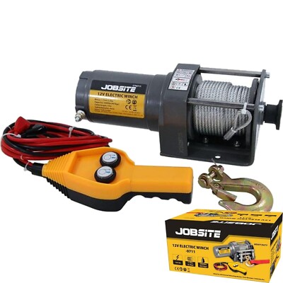 Jobsite 12v 2000lbs Electric Winch Recovery Off Road Wireless Vehicle Puller