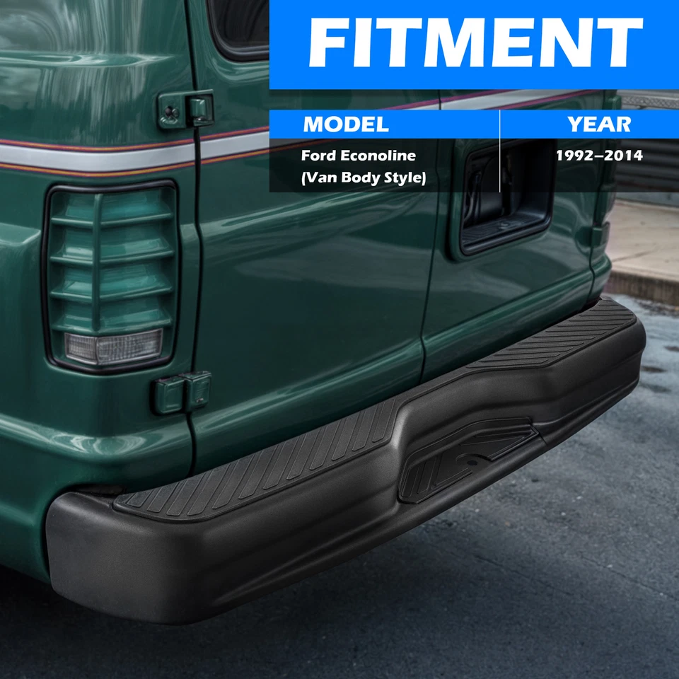 适用于 1992 - 2014 E150 E250 福特 Econoline 黑色后踏板保险杠组件已完成 — 第 2/4 张图片