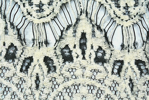 CHANTILLY EYE LASH SCALLOP IVORY & BLACK LUXURY COTTON BLEND MADE IN ITALY D211 - Picture 9 of 12