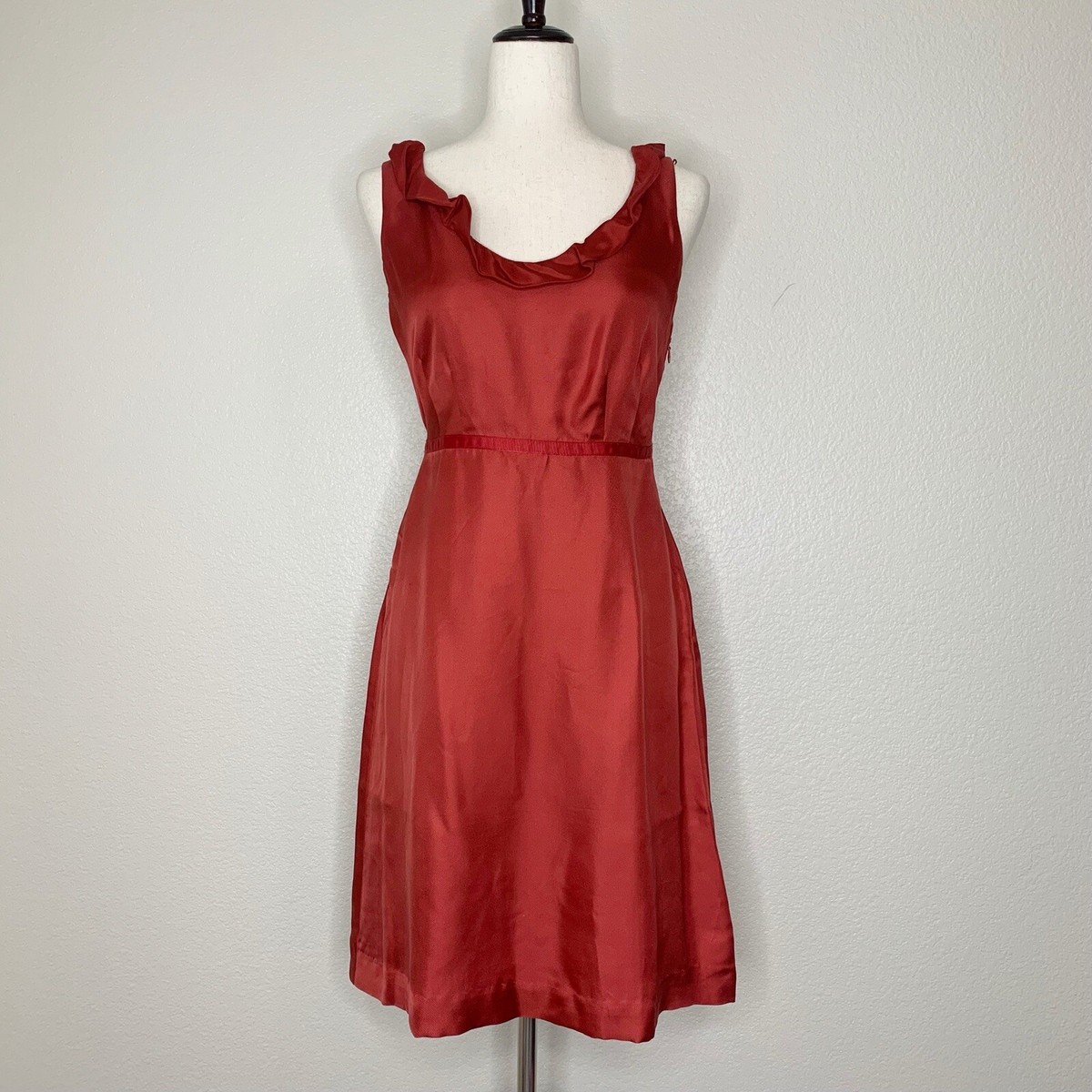 moulinette soeurs red dress Anthropologie Moulinette Soeurs Red Silk Dress