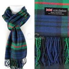 Echarpe vert et bleu marine homme 100 % cachemire d'Ecosse plaid top qualité
