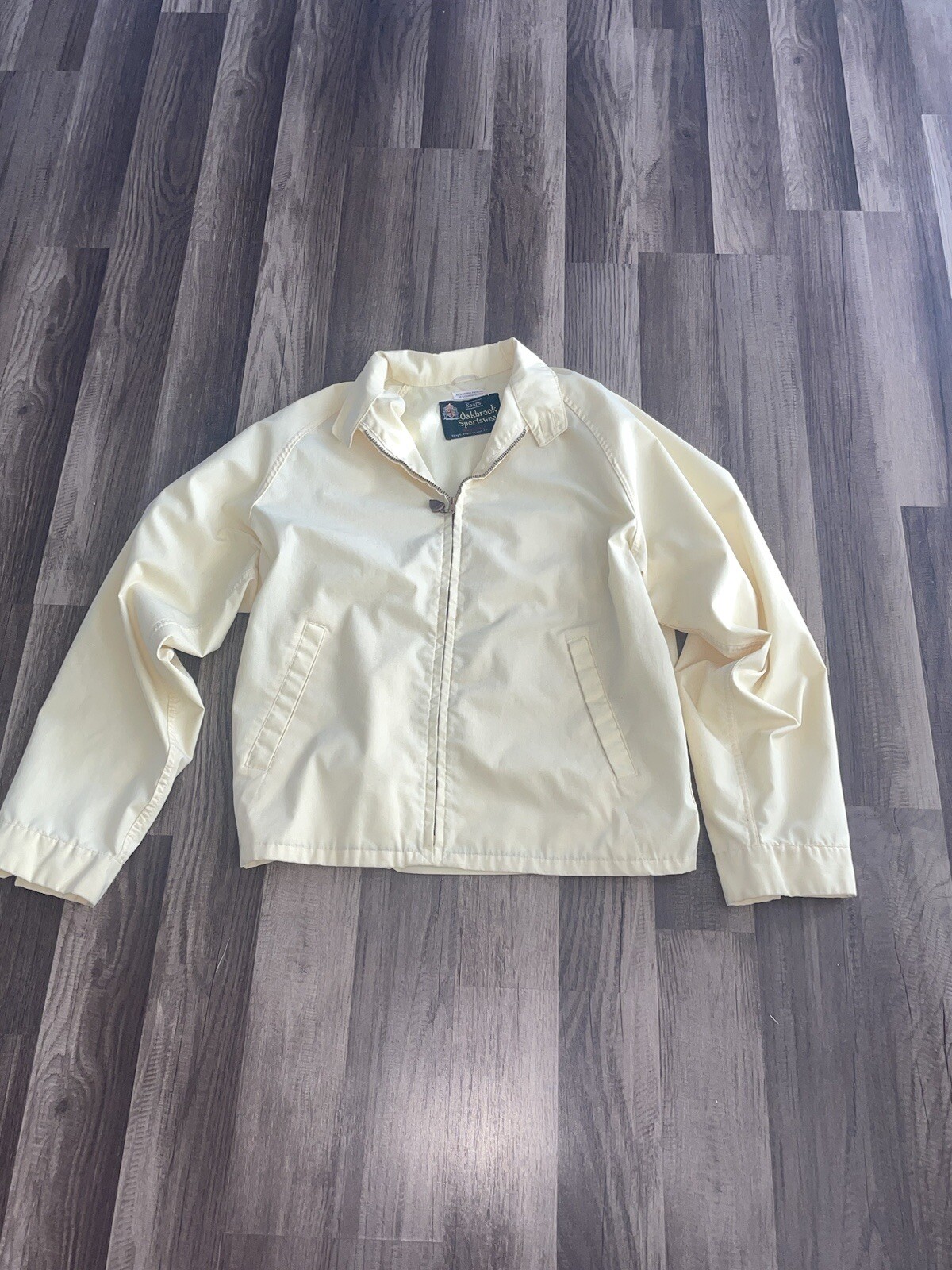 Vintage Sears Oakbrook Sportswear Beige Tan Yellow Harrington Jacket