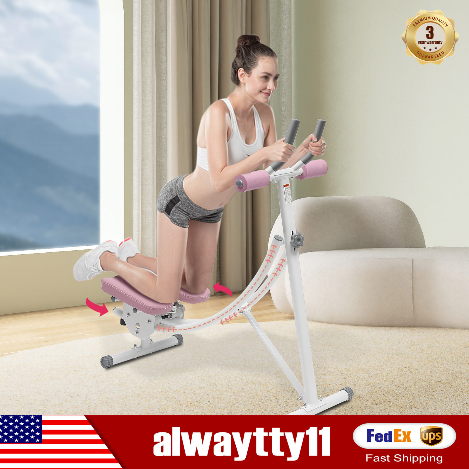 Ab Machine Coaster Abdominal Crunch Trainer fit Home Gym Core Workout Equipment