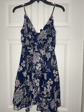 Windsor Floral Chiffon Skater Mini dress blue pink white Small