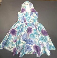 Vintage Laura Ashley Floral Preppy Pastel Color Collared Dress 80s Size 10