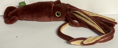 Wild Republic Giant Squid 30  Plush Stuffed Animal Burgundy Gold Tentacles Ocean
