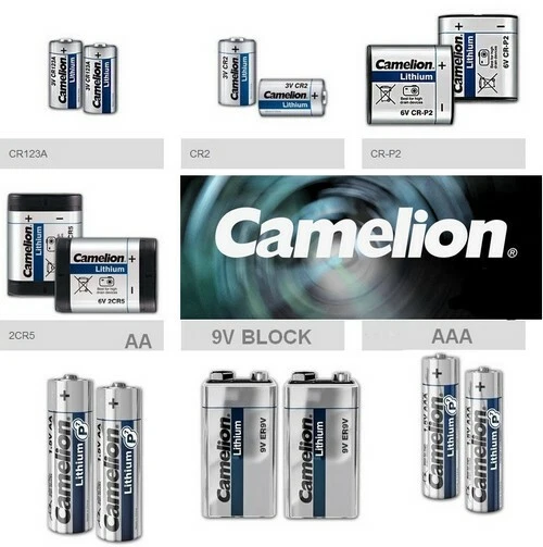 Pile batterie lithium bâton AA AAA block 9V Photo 2CR5 CR2 CR123A CR-P2 Camelion - Photo 1/1