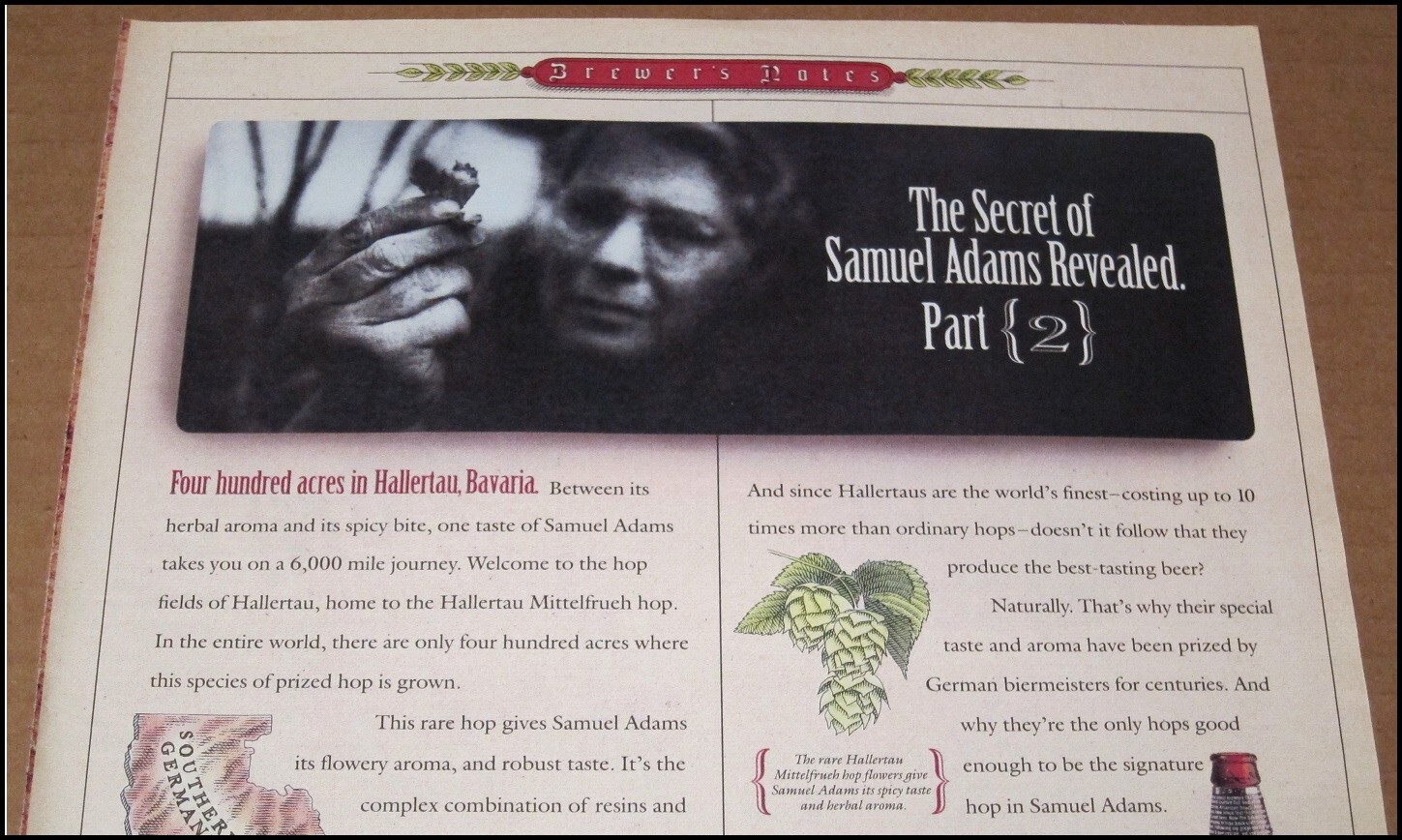 1994 Samuel Adams Boston Lager Print Ad 10" x 12" Beer Advertisement Part 2 VTG