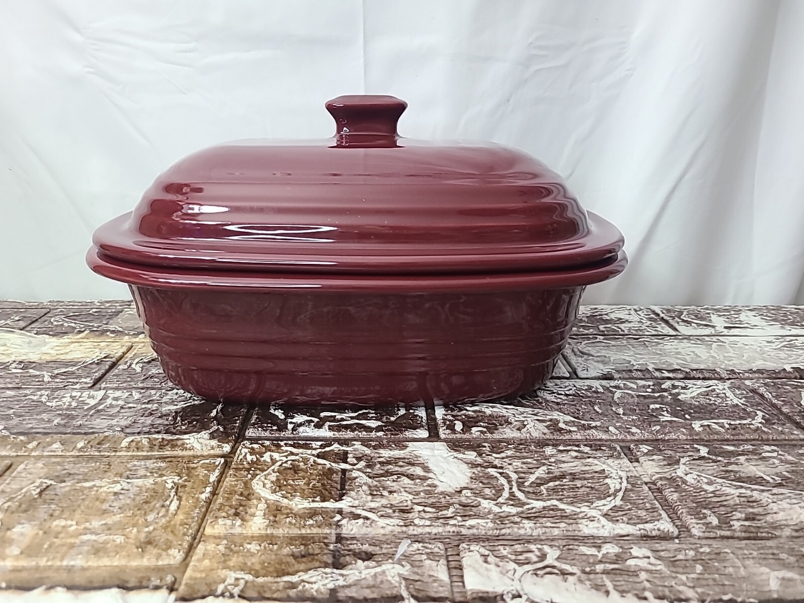 Pampered Chef Deep Casserole 3.1 Qt Lid Cranberry USA New Traditions Collection
