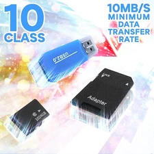 Micro SD Card 1 Tb | USB Adapter | SD Card Adapter | Pack of 3 | 10MB/s Transfer