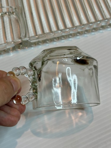 Vintage 40s Hazel Atlas Clear Depression Glass Sip Snack Smoke Plate Mug Set - Picture 6 of 15