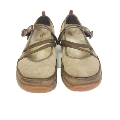 Chaco Women Size 6.5 Sandals Mary Jane Walnut Brown Beige Suede Leather Shoes