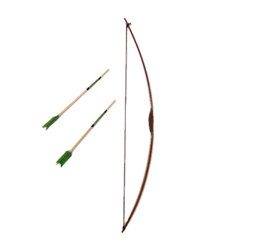 Dollhouse Artisan Wood Long Bow With Green Arrows 112 Archery
