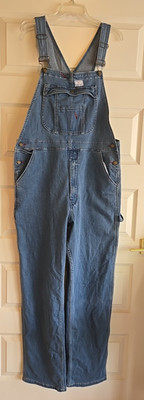 HISEA Men Denim Bib Overalls Relaxed Fit Workwear Jumpsuit Dungarees 36W x 34L