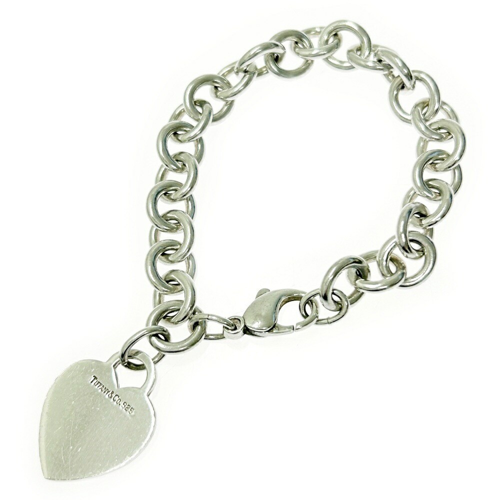 Tiffany & Co 925 Silver Heart Tag Bracelet 34.8g Engraved Pre-Owned Jewelry