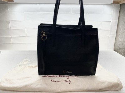 Salvatore Ferragamo Black Leather Zip Tote Pebbled Leather | eBay