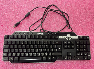 Dell SK-8135 Tastatur schwarz Multimedia kabelgebunden 2x USB Port für PC UK Layout