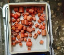 Antique Natural Red Coral Beads Loose Barrel Lot 11g Genuine Ukrainian Coral