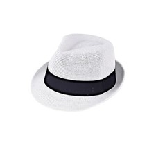 Summer Panama Straw Fedora Hats for Men Women Trilby Hat Large-X-Large White