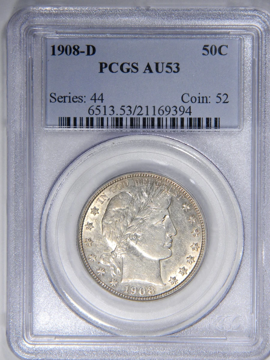 PCGS MS61 バーバー　ハーフダラー　銀貨　アメリカ　50セント1908 PCGS MS61】1908年 バーバー ハーフダラー 銀貨 アメリカ合衆国