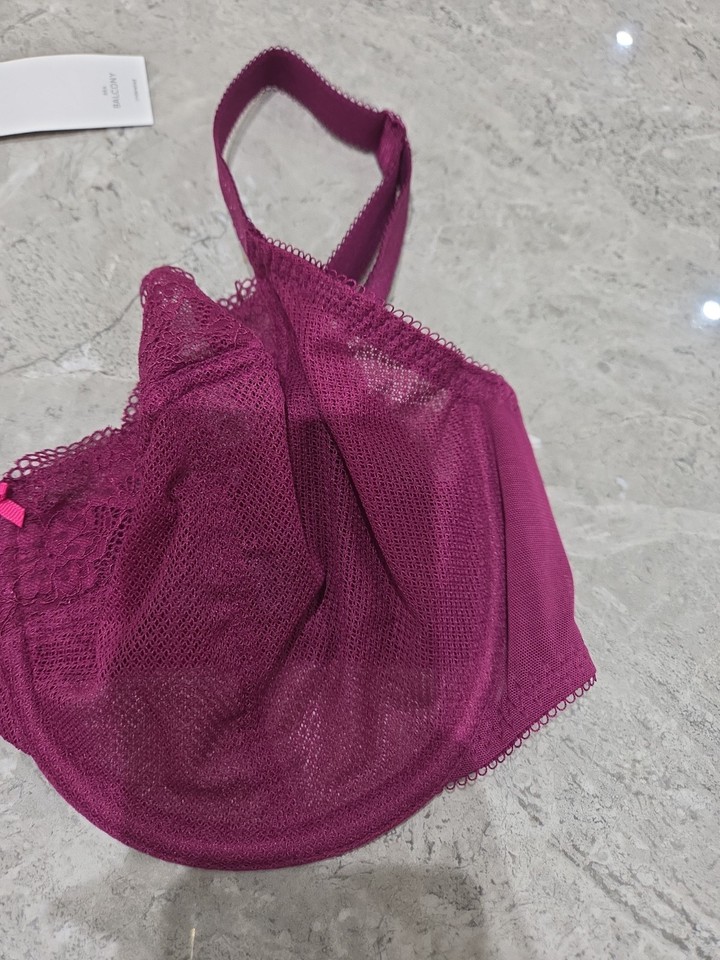 36GG Bra M&S Jasmine Lace Wired Balcony Bra DARK RASPBERRY | eBay UK