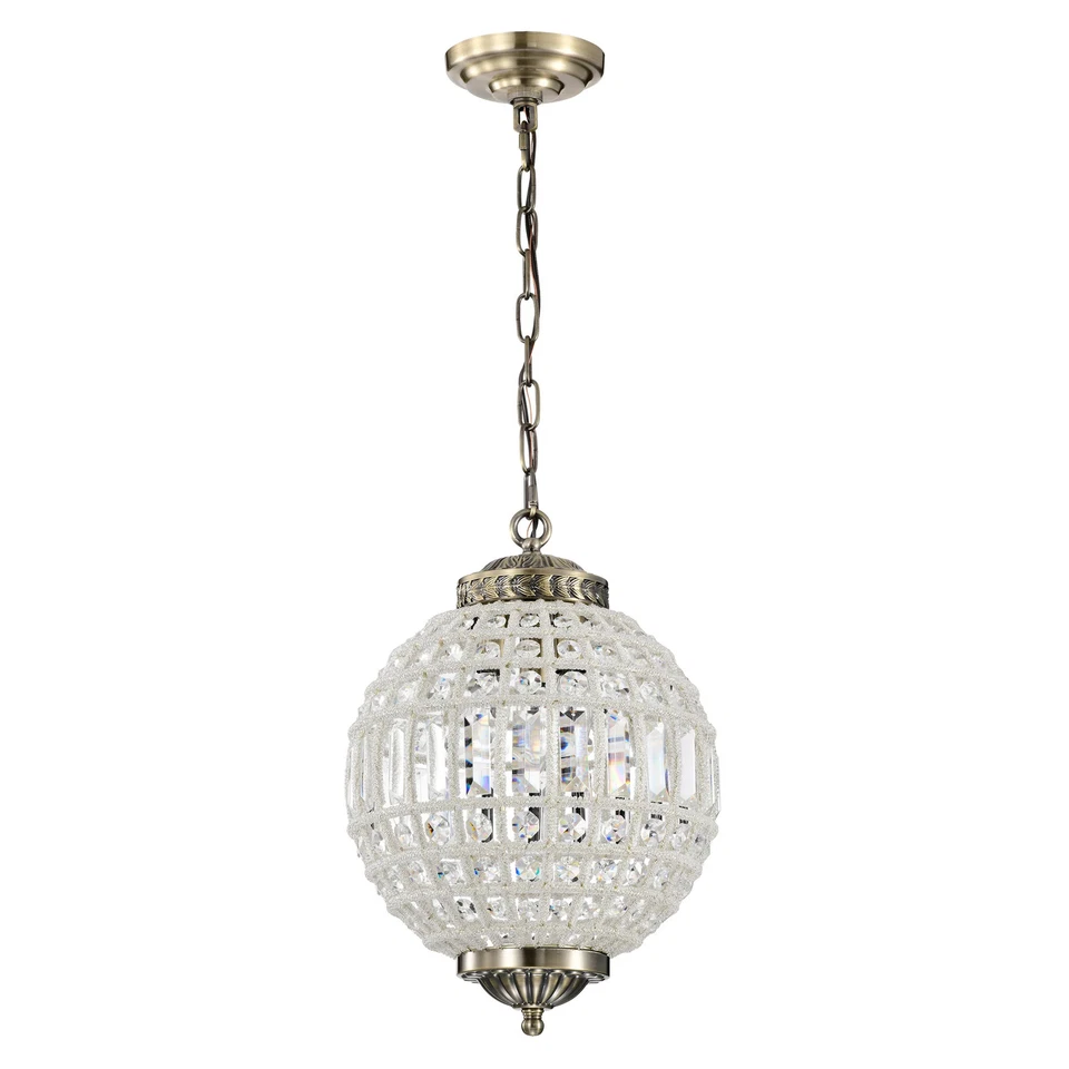 Gaskara 3 luces 11 pulgadas cristal antiguo oro globo colgante bronce Foto 3 de 4