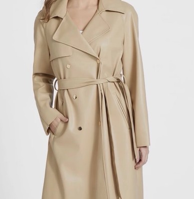Guess-Rosalyn-Trenchcoat aus Kunstleder Beige Gr.L Neu 