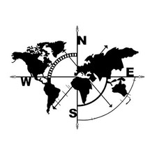 Custom Black Metal Wall Artwork World Map Compass Wall Art Home Office Decor