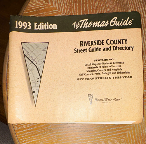 Thomas Guide Riverside County Street Guide & Directory 1993 Spiral Bound