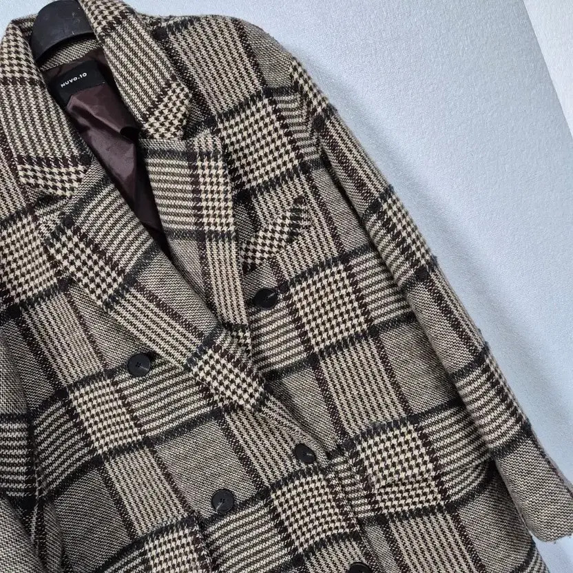 Nuvo Check Pattern Double Button Wool Coat - Size… - image 6