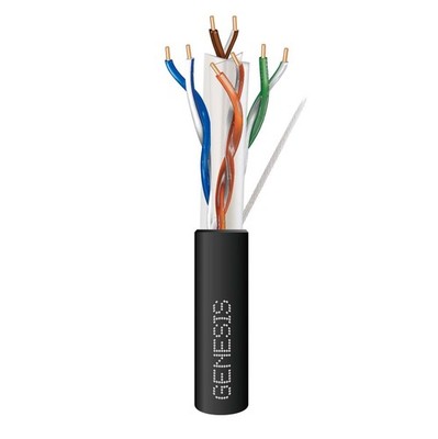 Genesis 0063-0633 Cat6 24g Direct Burial Outdoor 500' Reel Black (00630633)