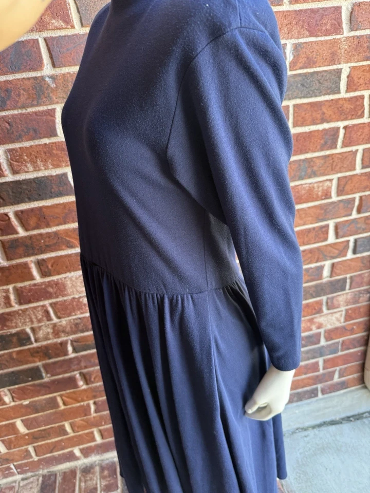 VTG Diane Von Furstenberg Dress 8 Navy Classic Simplistic Cotton Blend USA - Image 4 of 4